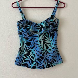 Island Escape Womens Tahiti Bandini Swim Top, Blue, Small